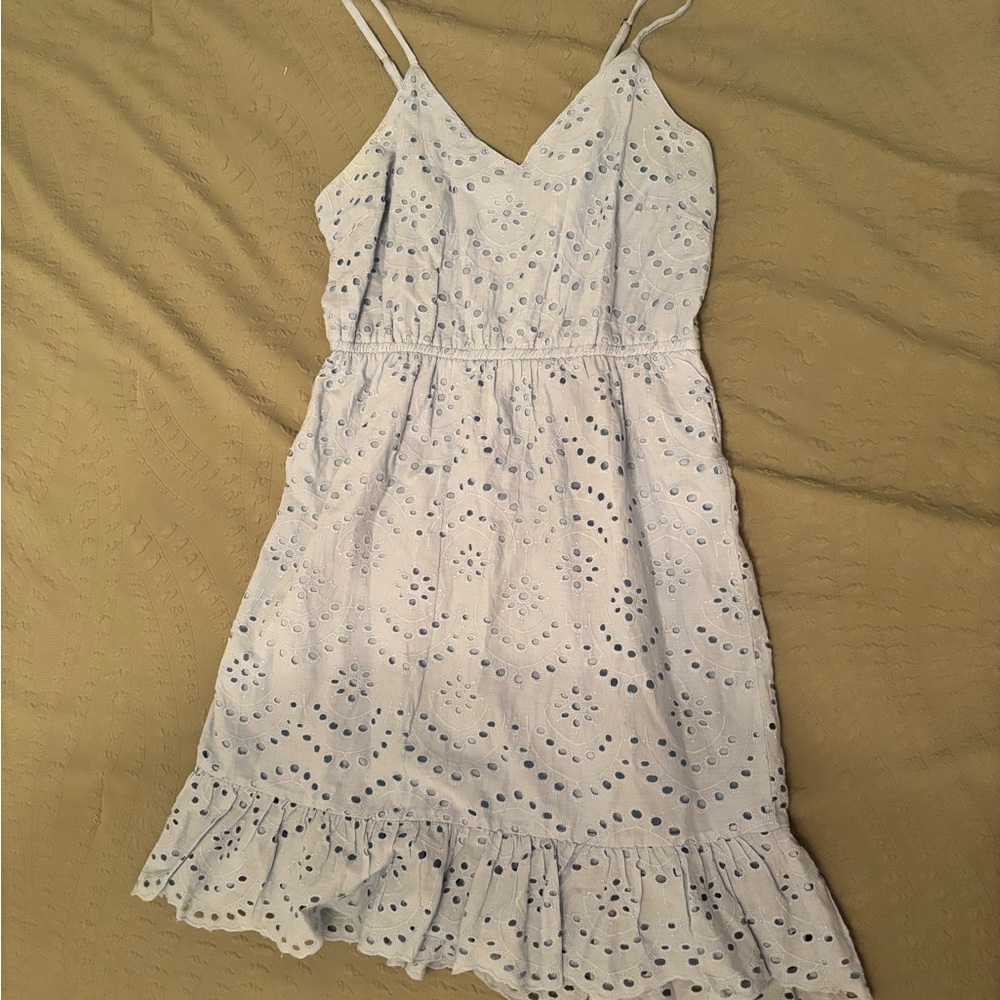 Light Blue Eyelet Mini Dress